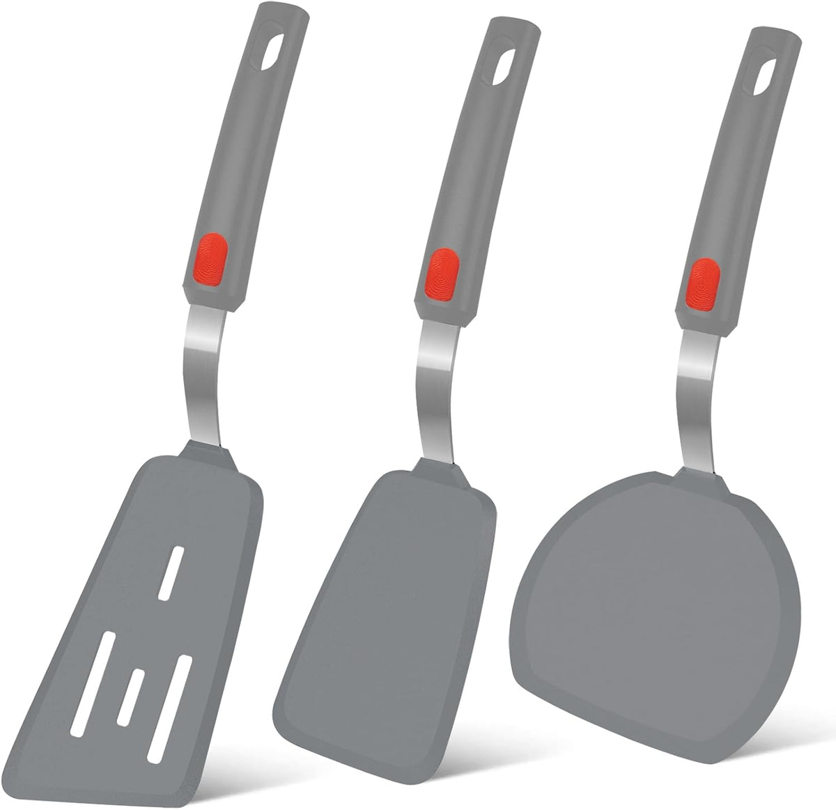 Beijiyi Silicone Spatula Turner Set of 3. 600°F Heat Resistant.