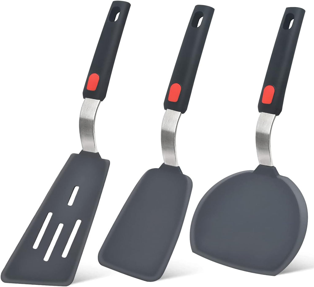 Beijiyi Silicone Spatula Turner Set of 3. 600°F Heat Resistant.