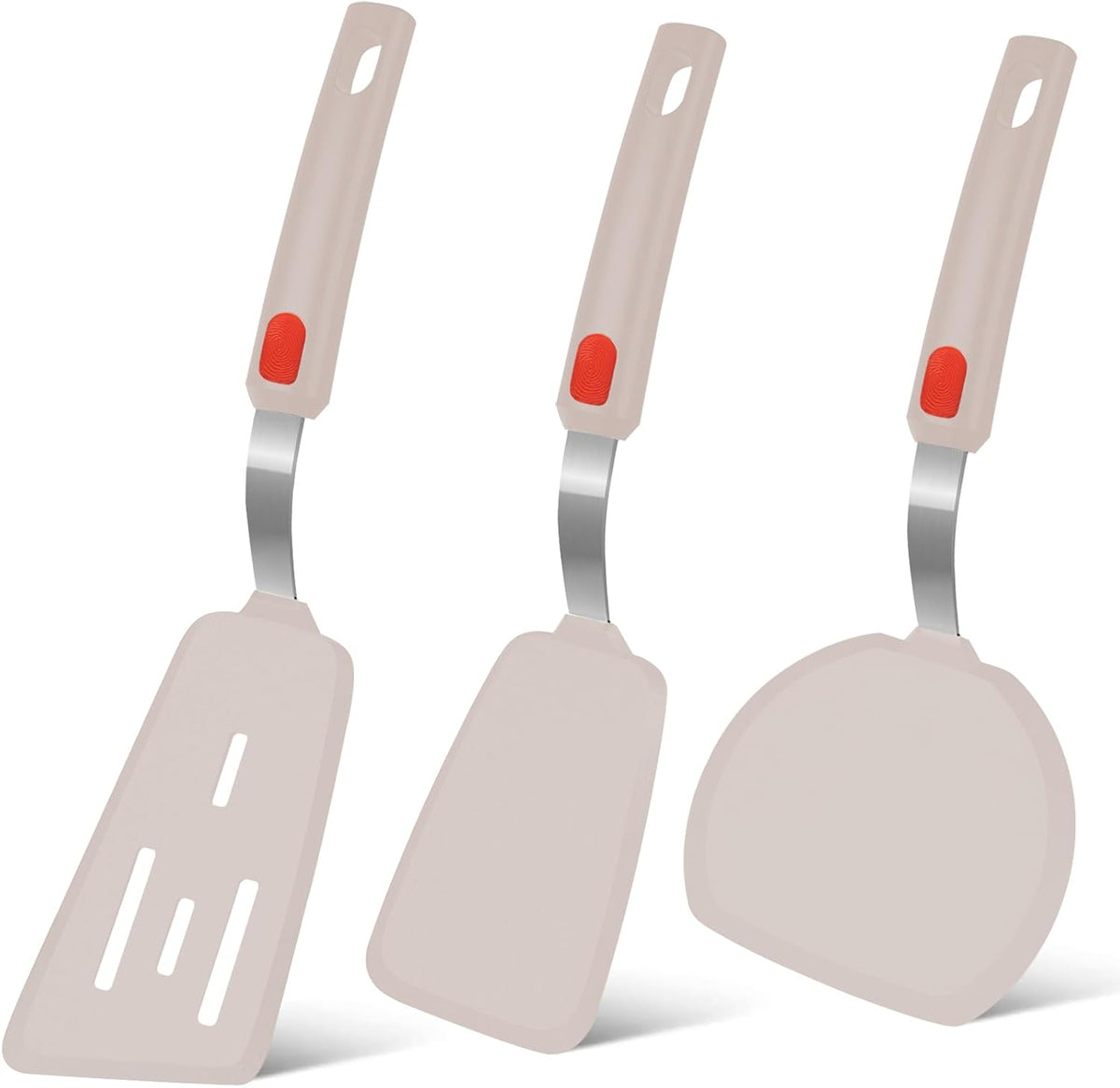 Beijiyi Silicone Spatula Turner Set of 3. 600°F Heat Resistant.