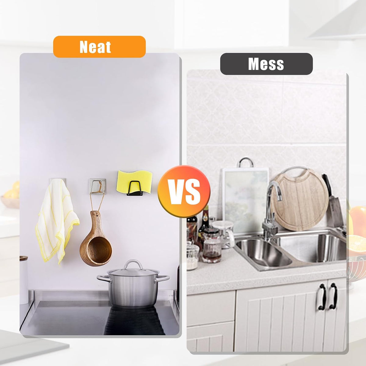 Luckyiren 2-Pack Stainless Steel Sponge Holder for Kitchen Sink - Rustproof Brushed SUS304 Sponge Caddy Organizer.