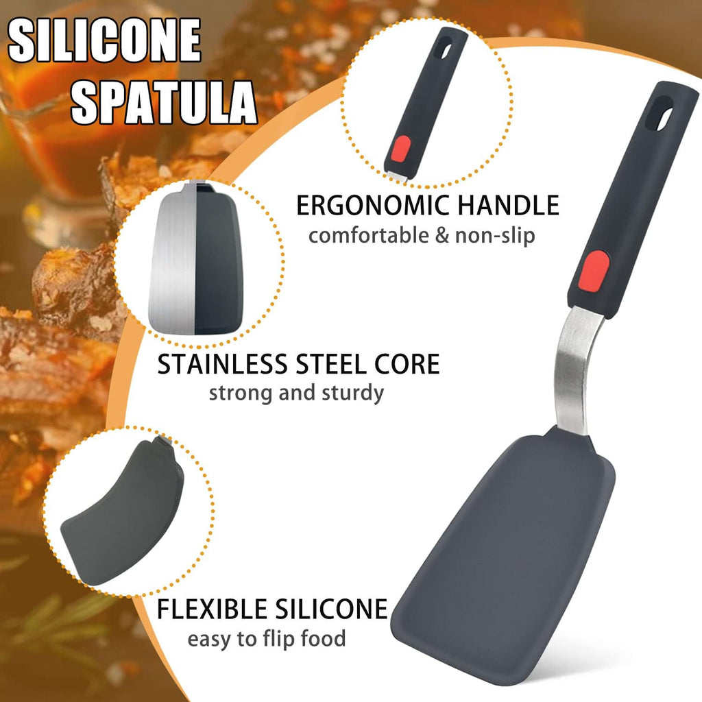 Beijiyi Silicone Spatula Turner Set of 3. 600°F Heat Resistant.