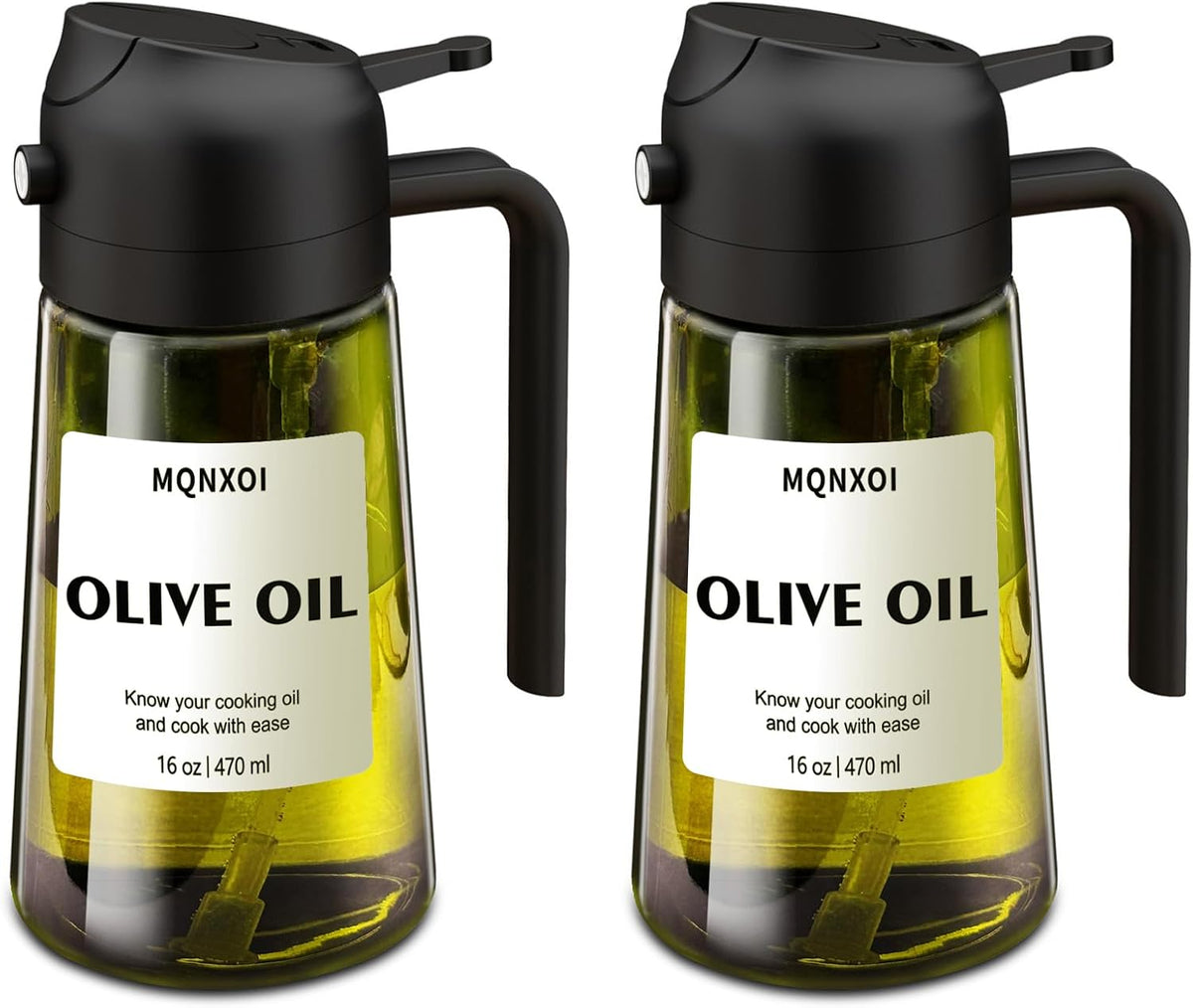 2 in 1 Glass Oil Sprayer & Dispenser.16oz/470ml Olive Cooking.