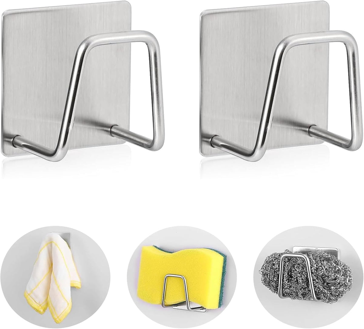 Luckyiren 2-Pack Stainless Steel Sponge Holder for Kitchen Sink - Rustproof Brushed SUS304 Sponge Caddy Organizer.