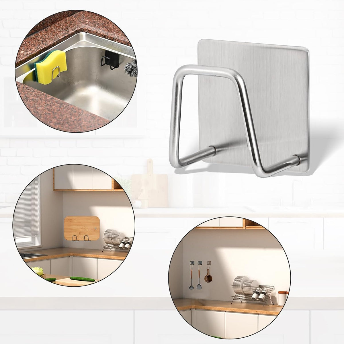 Luckyiren 2-Pack Stainless Steel Sponge Holder for Kitchen Sink - Rustproof Brushed SUS304 Sponge Caddy Organizer.