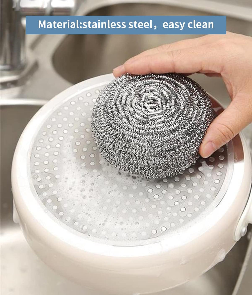 Docduet 6Pcs Steel Wool Scrubbers - Flexible Scrubber Pads for Cleaning Dishes.