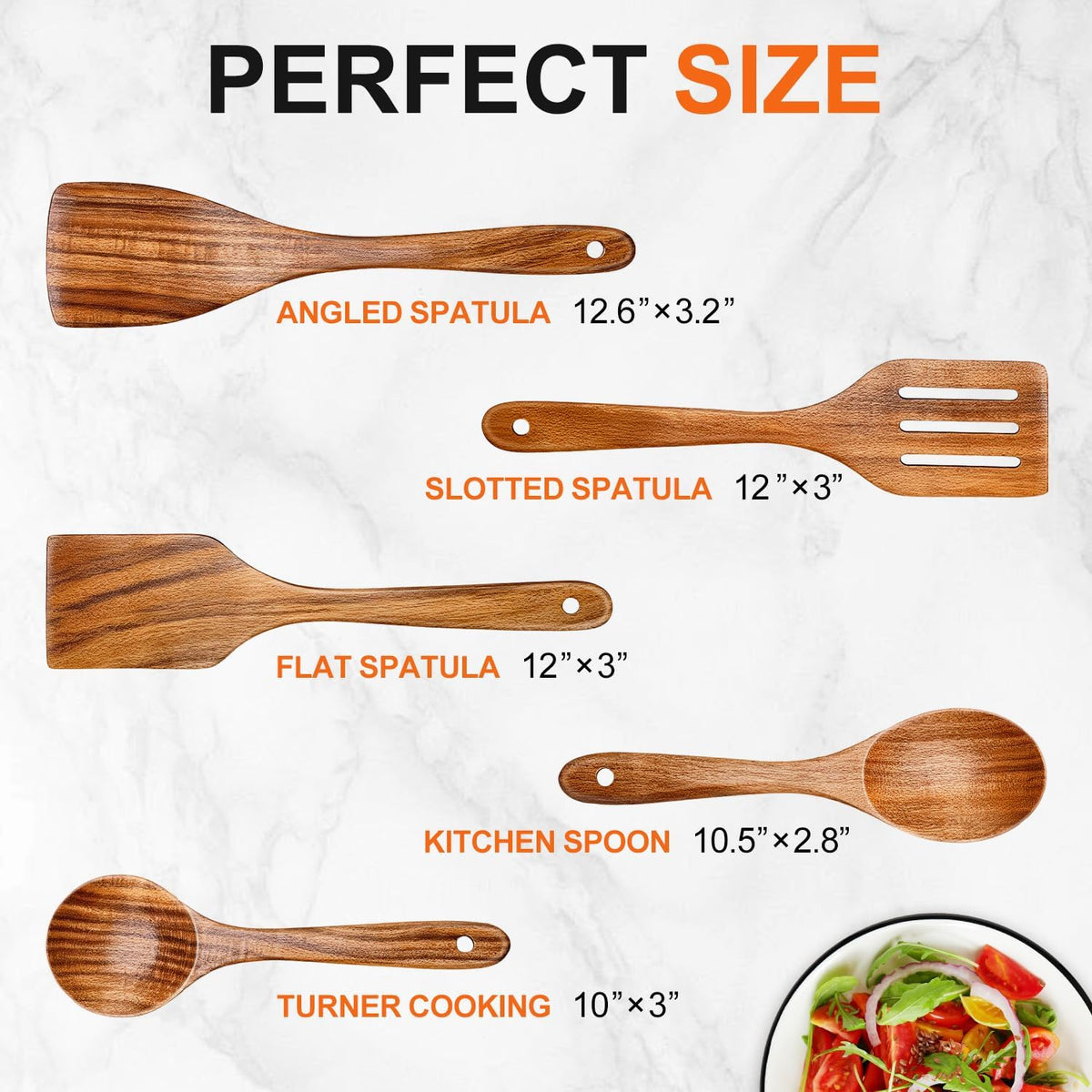 Wooden Spoons for Cooking Kitchen Utensil Set Non Toxic Acacia Wood Spatula