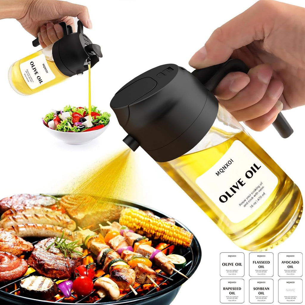 2 in 1 Glass Oil Sprayer & Dispenser.16oz/470ml Olive Cooking.