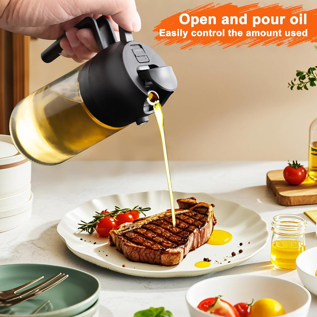 2 in 1 Glass Oil Sprayer & Dispenser.16oz/470ml Olive Cooking.