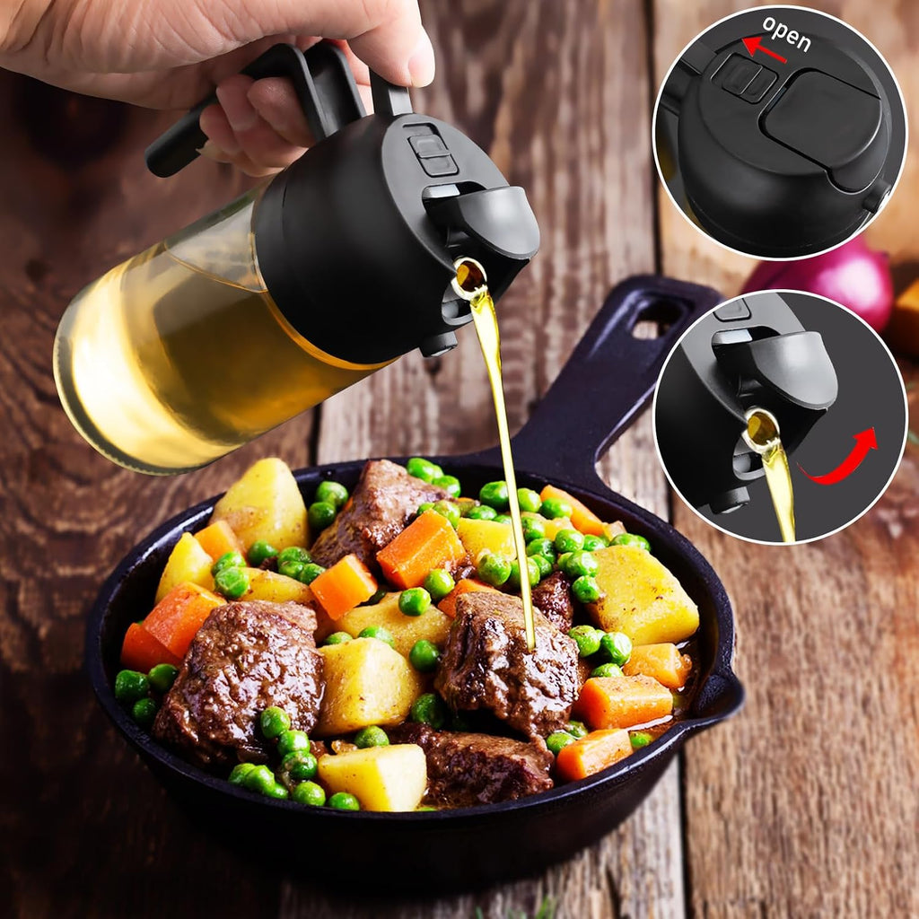2 in 1 Glass Oil Sprayer & Dispenser.16oz/470ml Olive Cooking.