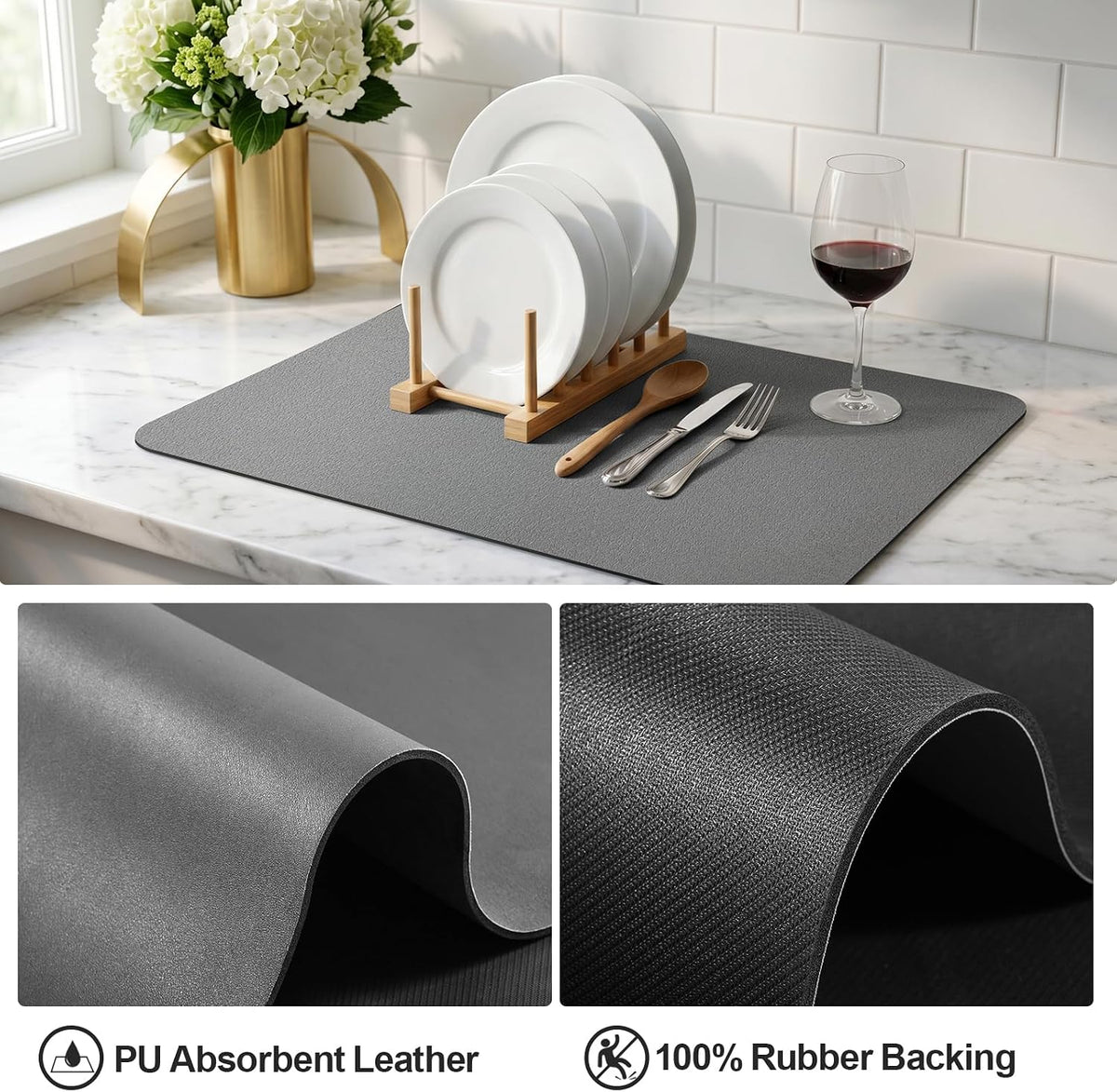 Ecotrim - Dish Drying Mat for Kitchen Counter | Coffee Bar Mat for Countertops